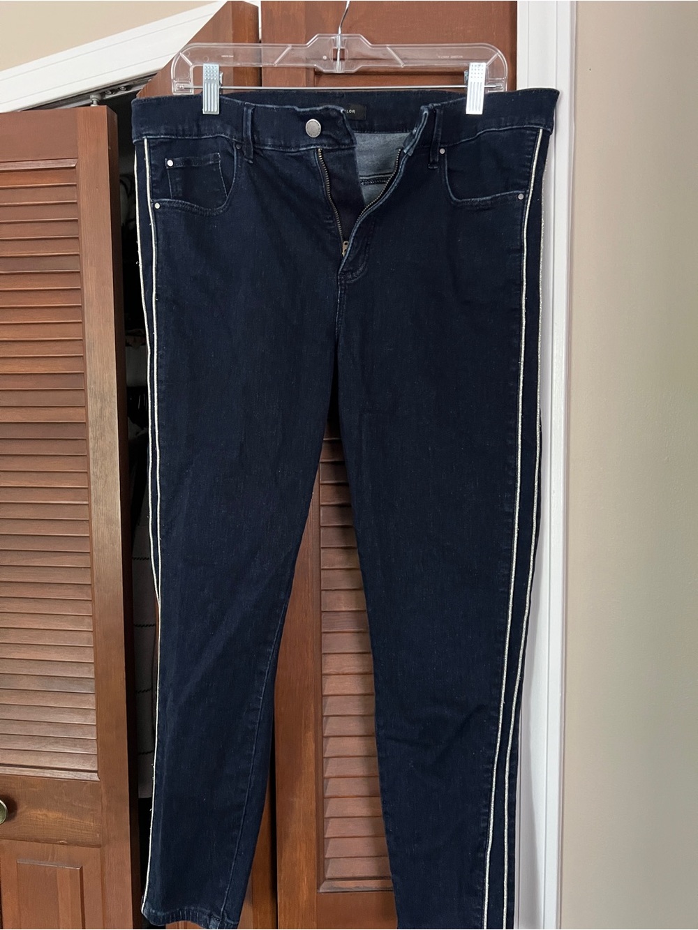 Women's Dark Blue Stretch Jeans - Classic High-Rise Fit ann taylor size 14